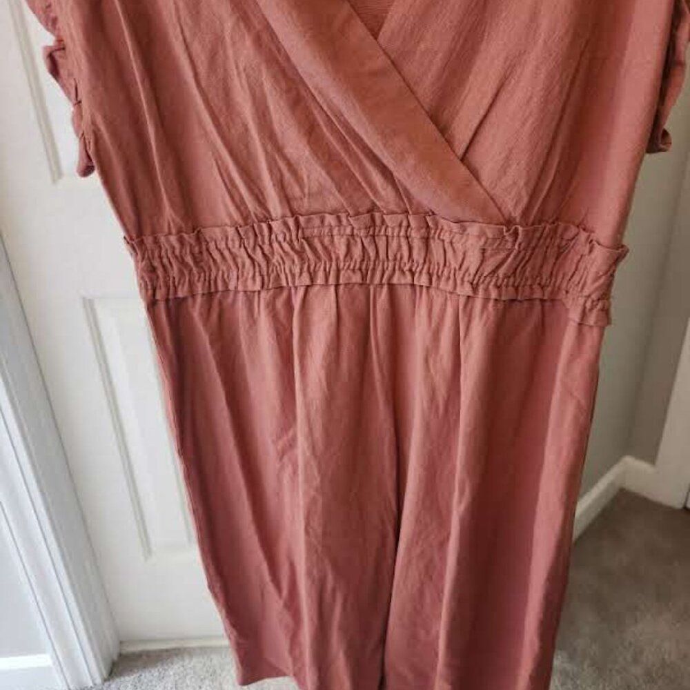 Monteau 2X Mauve Wrap Front Midi Dress - Picture 8 of 9